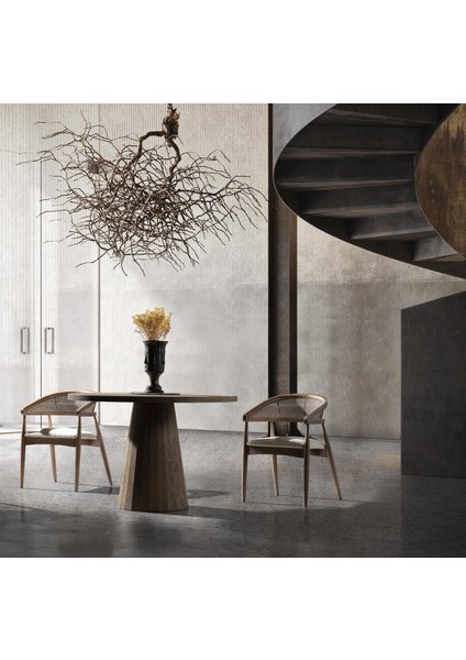 Neptün Ceviz Ahşap Masa Sandalye Takımı 120X120 modelleri