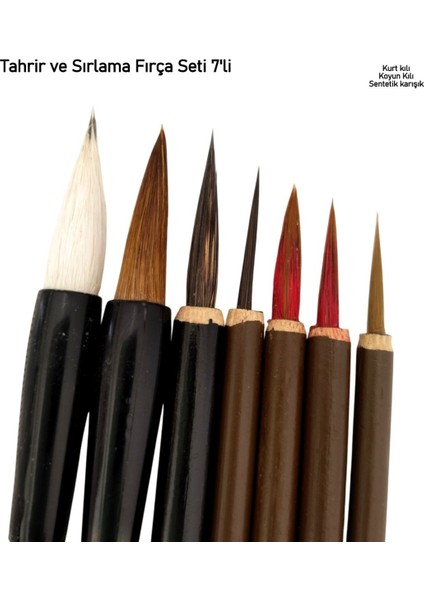Çini Tahrir, Seramik Sırlama Fırça Seti, Seramik Boyama, Çini, Vazo, Resim, Brush-Set 7 Parça