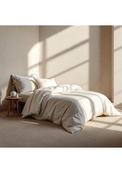 Odin 300 Tc Pamuk Saten Tek Kişilik Nevresim Seti Ekru