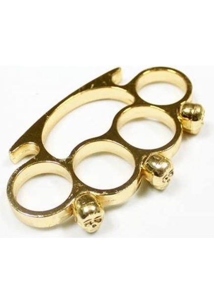 Gerçek! Kuru Kafa Model Punch 4 Parmak Muş Dekoaratif Metal Altın Sarı