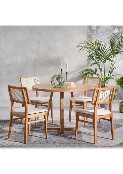 Posedion Natural Ahşap Masa Sandalye Takımı 110X110 fiyatları