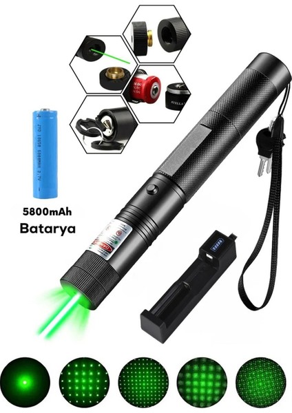 Şarjlı Anahtar Emniyetli Yeşil Lazer Pointer 1000MW Yüksek Güçlü Lazer Işaretçisi 15KM Etkili fiyatları