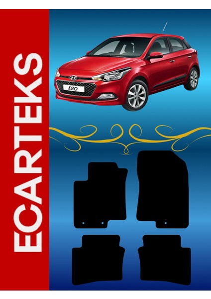 Hyundai I20 Özel Velur Halı Paspas Takımı 2014-2020 Uyumlu (Klipsli-Kaymaz Taban)