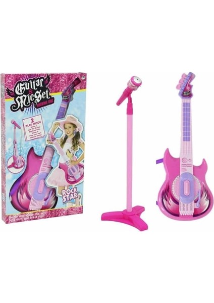 Mikrofonlu Pembe Gitar Seti modelleri