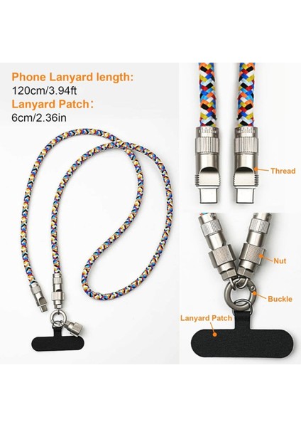 120 cm Boyun Askı ipi Tarzında 60W Type-C Data ve Şarj Kablosu