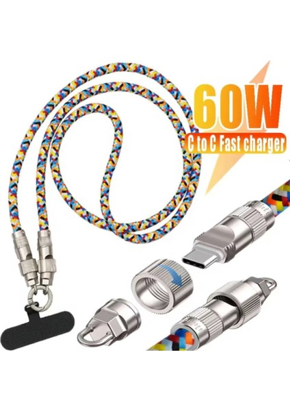 120 cm Boyun Askı ipi Tarzında 60W Type-C Data ve Şarj Kablosu fırsatları