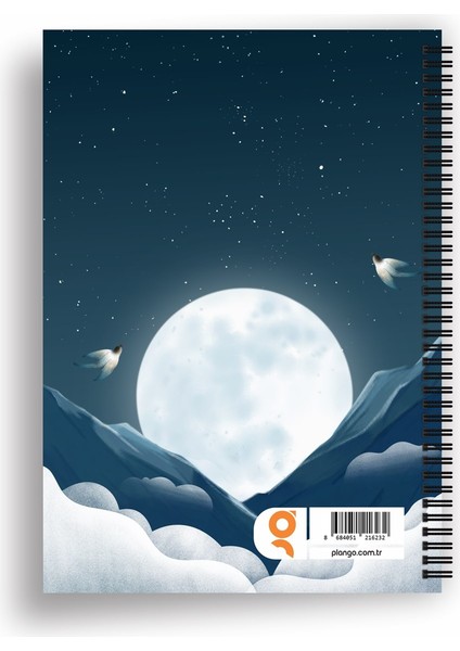 Ay ve Bulutlar Spiralli Günlük Planlama Defteri - 100 Sayfa - 17X24 Planlayıcı Defter fırsatları