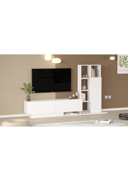 Blaze Tv Ünitesi Kapaklı Kitaplık Raf Beyaz Be1-W modelleri