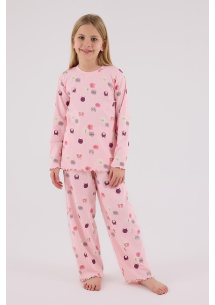 Kız Çocuk Uzun Kol Pijama Takım Açık Pembe