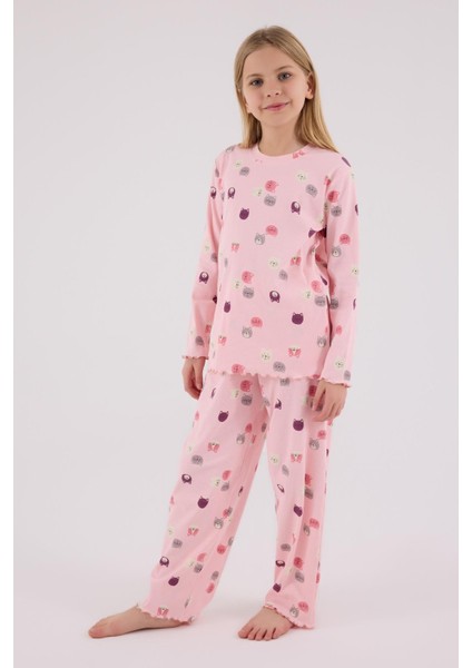 Kız Çocuk Uzun Kol Pijama Takım Açık Pembe indirimleri