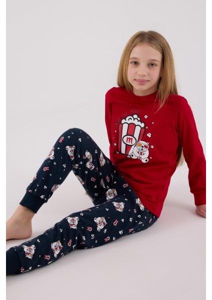 Kız Çocuk Uzun Kol Pijama Takım Kırmızı modelleri