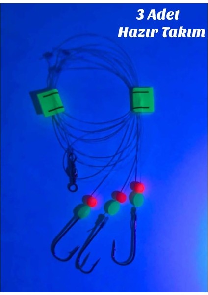 Kıyı ve Tekne Kullamımına Uygun Fosfor Boncuklu Hazır Dip Takımı - 3 Adet