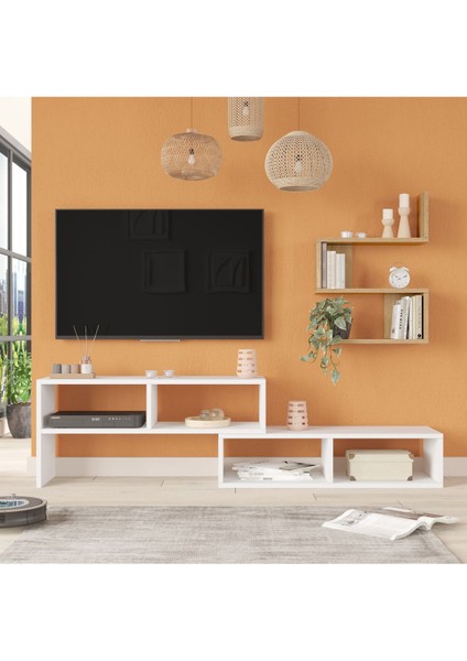 Joffrey Tv Ünitesi Tv Sehpası Raflı Beyaz-Sepet Jr1-Ws