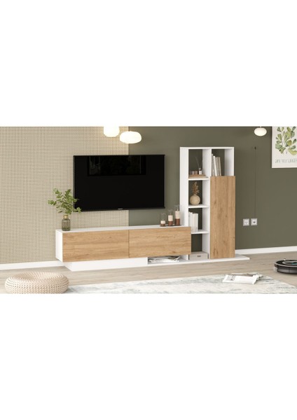 Blaze Tv Ünitesi Kapaklı Kitaplık Raf Sepet-Beyaz Be1-Sw modelleri