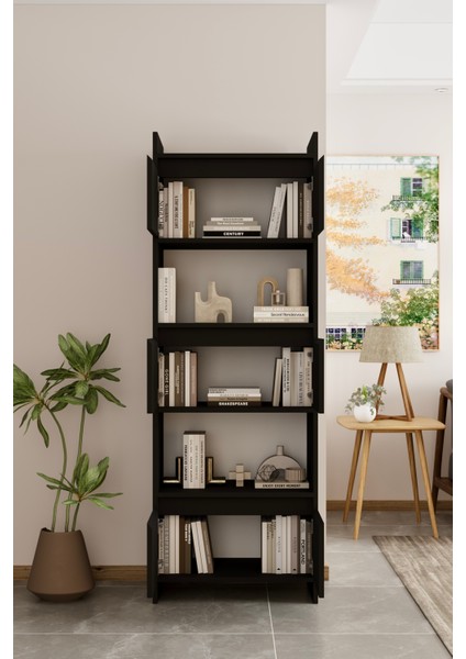 Modo siyah Mdf Raflı Kapaklı Kitaplık 176 cm fırsatları