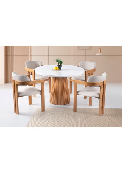 Norac Iskandinav Natural Ahşap Masa Sandalye Takımı 100X100 fiyatları