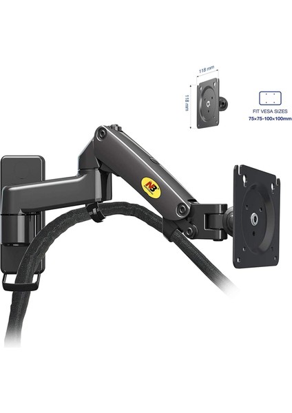North Bayou Nb F150 Tek Kol Gazlı Yaylı Monitör Tutucu – 17"-35" Ekran, 2-9 kg Taşıma Kapasiteli fiyatları