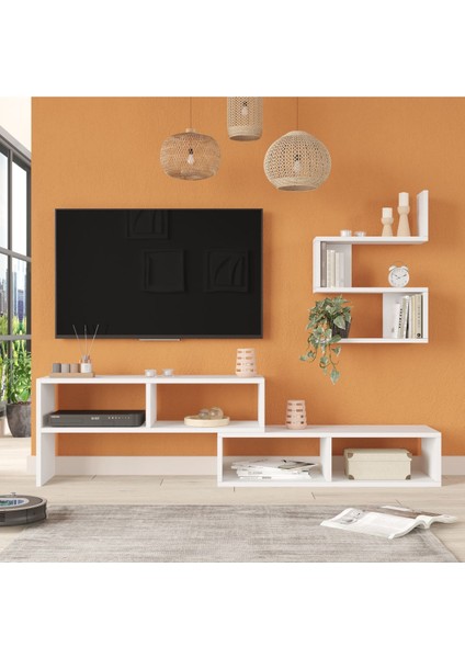 Joffrey Tv Ünitesi Tv Sehpası Raflı Beyaz Jr1-W