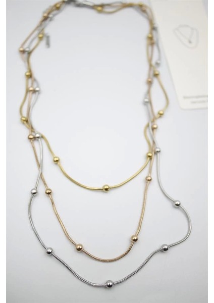 Çoklu Zincir Toplu Çelik Kolye - Çok Renkli