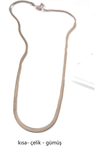 Kısa Italyan Çelik Kolye-45 cm - Gümüş fiyatları