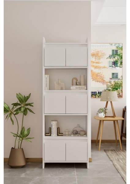 Modo beyaz Mdf Raflı Kapaklı Kitaplık 176 cm