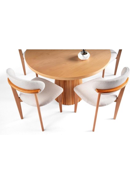 Ares Iskandinav Natural Ahşap Masa Sandalye Takımı 100X100 modelleri
