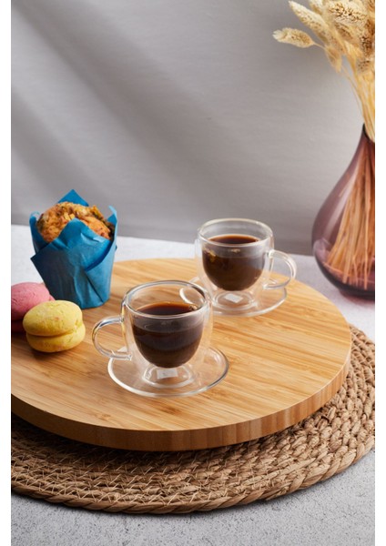 2'li Çift Cidarlı Kahve Fincanı 90ML 4 Parça 17378 fiyatları