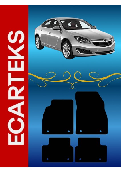 Opel Insignia Uyumlu Özel Velur Halı Paspas Takımı 2013-2017 (Klipsi-Kaymaz Taban)