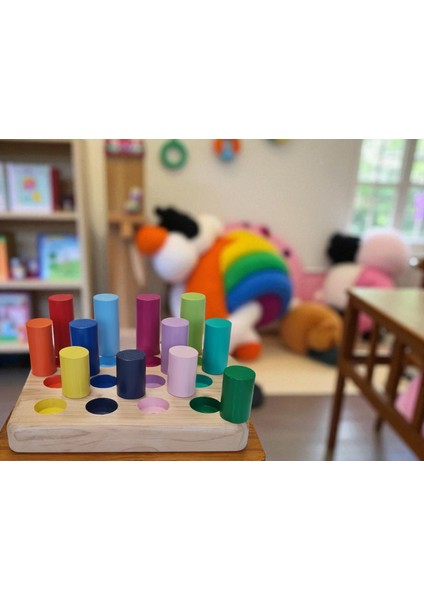 Ahşap Montessori Eşleştirme Tablalı Silindirler & Masif Oyuncak fırsatları