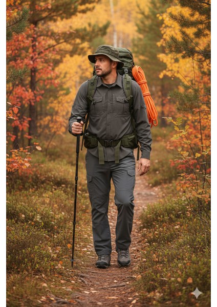 Outdoor Trekking Taktikal Likralı Doğa Yürüyüşü Su Itici 9826 GRİ Pantolon