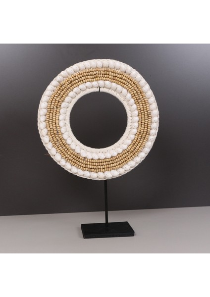 Mylamp Papua Deniz Kabuğu- Ahşap Boncuklu Masa Üstü Dekor 32X44 cm