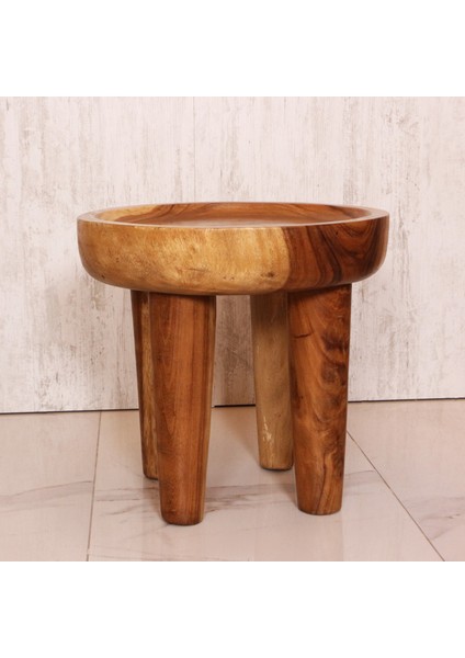 Mylamp Charm Doğal Teak Ağacı Sehpa 65X55 cm