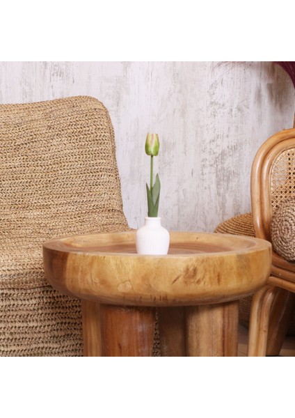 Mylamp Charm Doğal Teak Ağacı Sehpa 65X55 cm modelleri