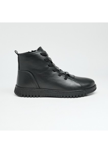 Hakiki Deri Fermuarlı Lastik Bağcıklı Kadın Bot