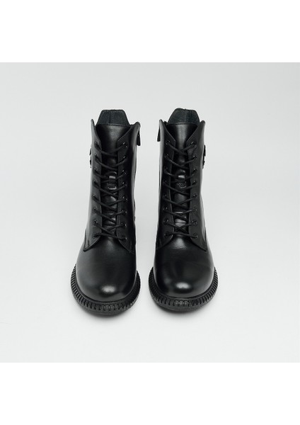 Hakiki Deri Kısa Topuklu Fermuarlı Kadın Bot modelleri