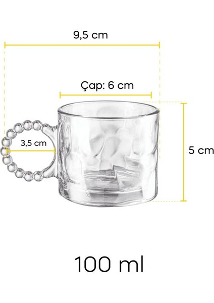 Std Ringo Stone 6'lı Boncuklu 100ML Cam Espresso Türk Kahvesi Fincanı indirimleri