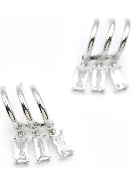 Büyük Baget Taşlı Küpe - Gümüş fiyatları