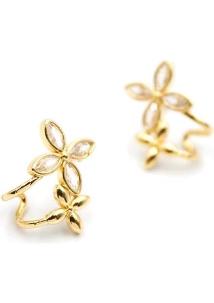 Çoklu Çiçek Küpe - Altın