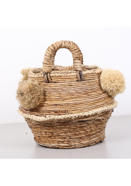 Mylamp Abaka Ponponlu Sepet 30X23X30 cm