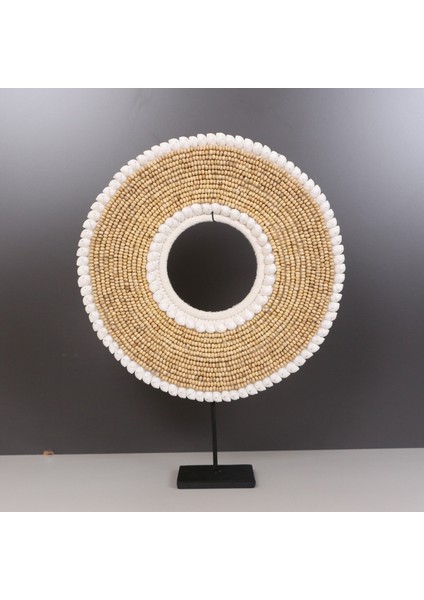 Mylamp Papua Deniz Kabuğu- Ahşap Boncuklu Masa Üstü Dekor 42X54 cm