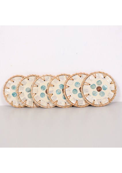 Mylamp Muteber Rattan 6'lı Sedefli Bardak Altlığı modelleri