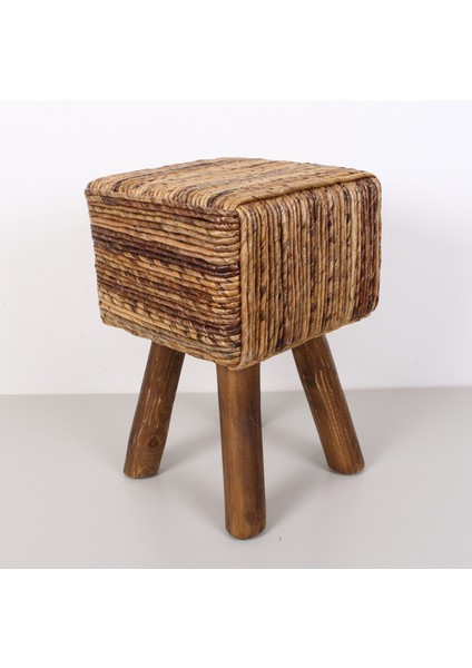 Mylamp Abaka Kare Puf & Stools-Doğal Teak Gövde 33X44X50 cm