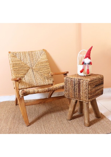 Mylamp Abaka Kare Puf & Stools-Doğal Teak Gövde 33X44X50 cm fiyatları