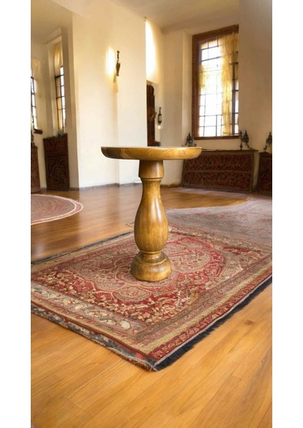 Tütün Renk Doğal Masif Ahşap Yan Sehpa – Tekli Mantar Sehpa Tasarımı