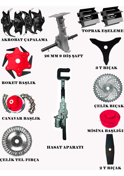 Eısenn Bc 520 12 Parça Sırt Tırpan + Çapalama Aparatları + Zeytin Toplama modelleri