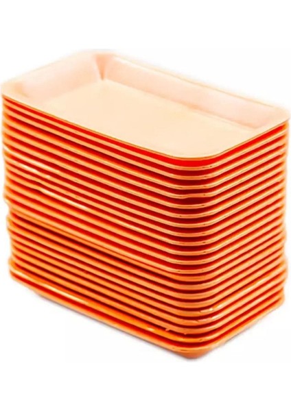 Tek Kullanımlık Köpük 2000 Gr. Turuncu Servis Et Kıyma Saklama Tepsi Tabak -265X175X35MM. - 10 Adet