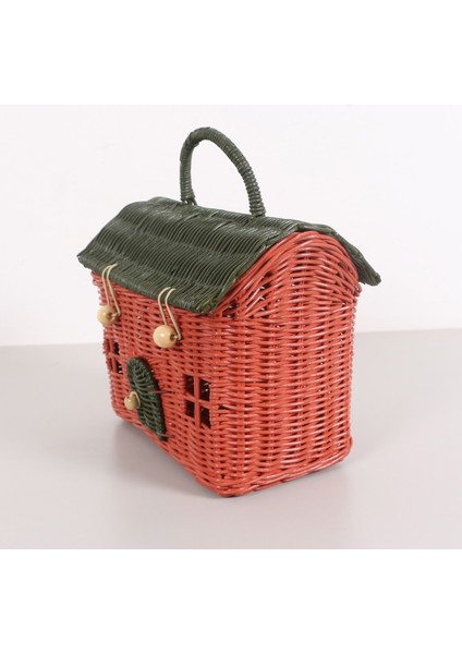 Mylamp Renkli Ev 23X20X13 Cm. Rattan Ev Dekoratif Çanta- Sepet fırsatları