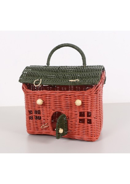 Mylamp Renkli Ev 23X20X13 Cm. Rattan Ev Dekoratif Çanta- Sepet indirimleri