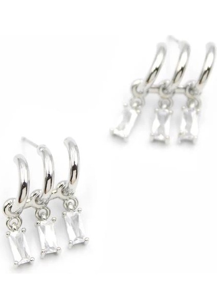 Küçük Baget Taşlı Küpe - Gümüş fiyatları