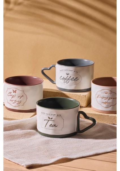 Happy Days 4'lü Porselen New Bone China 250 ml Kupa Seti Mug fiyatları